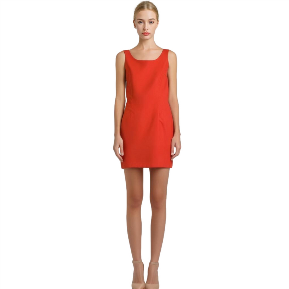 AGB Elegant Red/Coral Sleeveless Dress